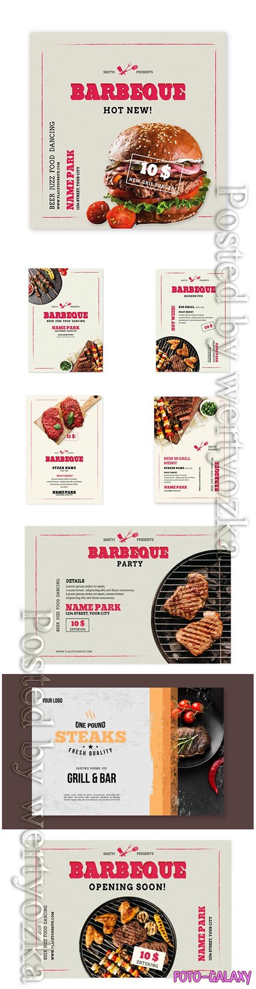 Grilled fresh food bbq flyer template
