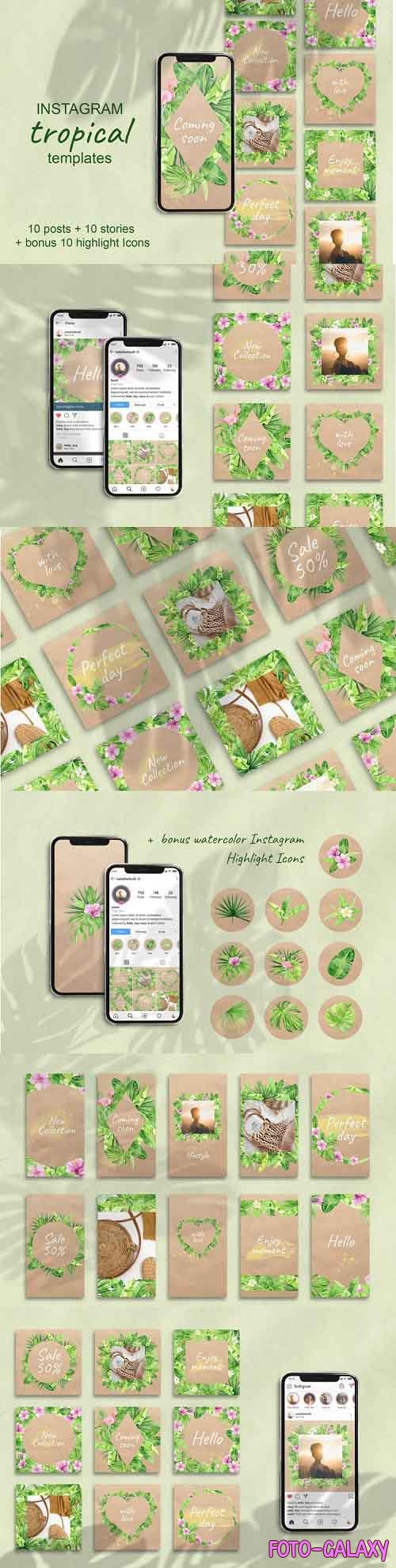 Tropical Instagram Template. Stories, Posts and Highlights - 897488