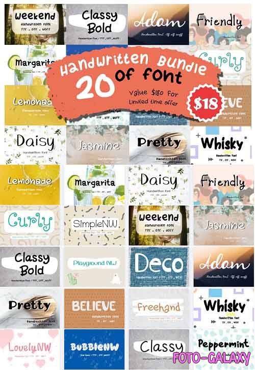 Handwritten Bundle - 20 Premium Fonts
