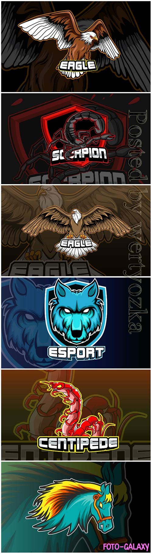 Mascot for sports and esports logo isolated premium vector vol 2
