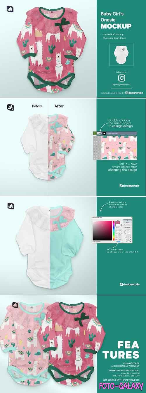 CreativeMarket - Baby Girl's Onesie Mockup 5134268
