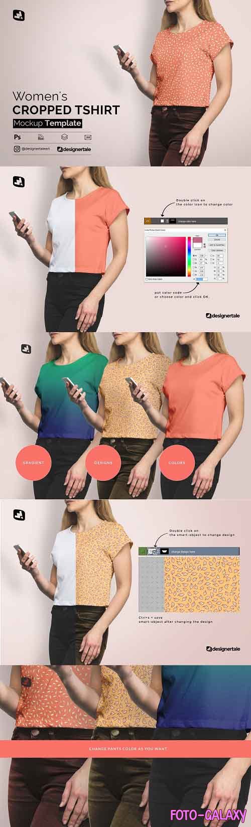 CreativeMarket - Women's Cropped Tshirt Mockup 4728864