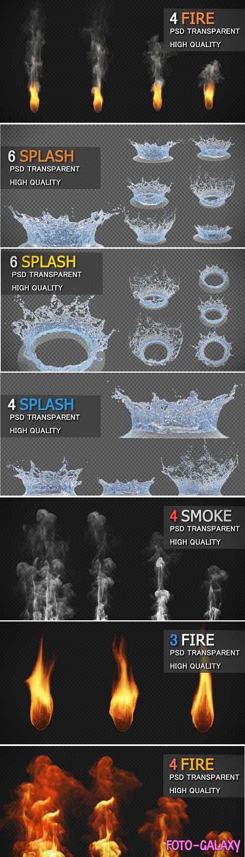 Water - Splash - Fire - Smoke - PSD Transparetnt