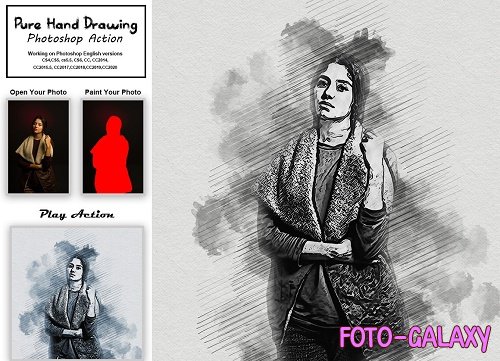 CreativeMarket - Pure Hand Drawing Photoshop Action 5354336