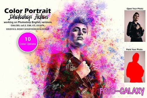 CreativeMarket - Color Portrait Photoshop Action 5621771