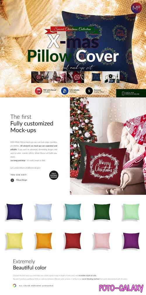 CreativeMarket - Christmas Pillow Cover Mock-ups Set 5613694