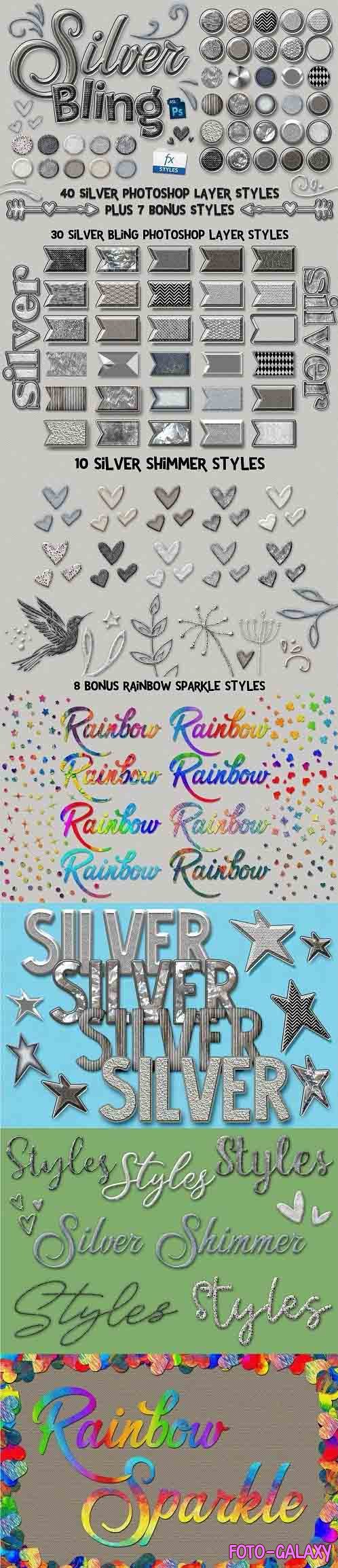 CreativeMarket - Silver Bling Photoshop Layer Styles 5115002