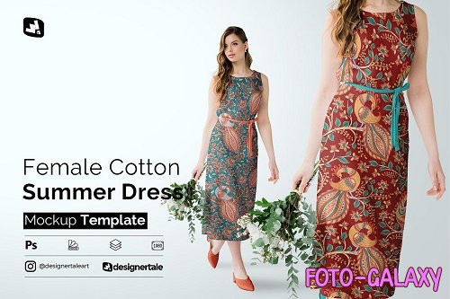 CreativeMarket - Female Cotton Summer Dress Mockup 5097495