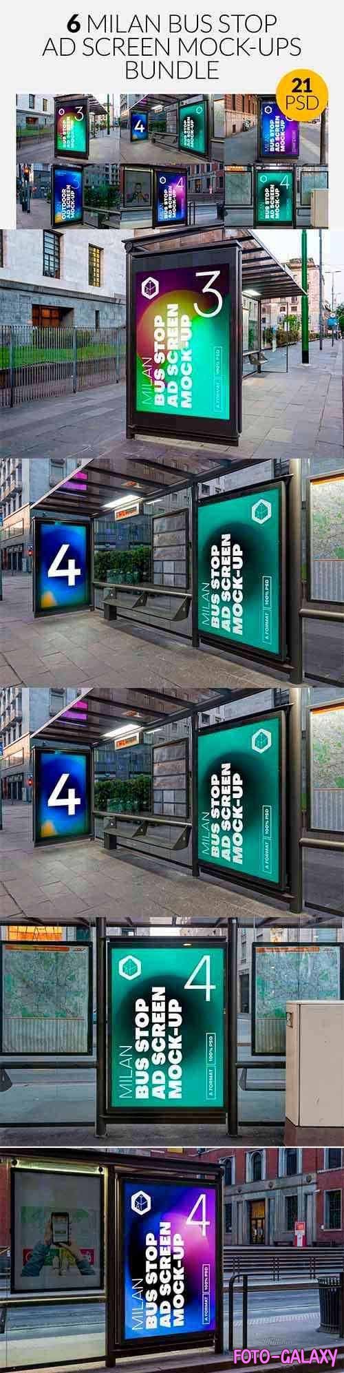 CreativeMarket - Milan BusStop Ad Screen MockUps Set 5488880