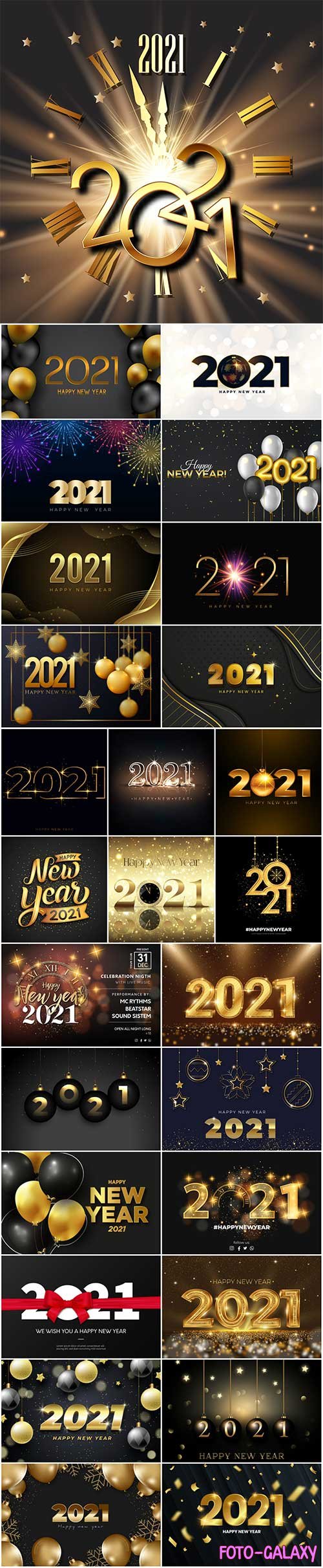 Happy new year 2021 night event vector poster with golden texture