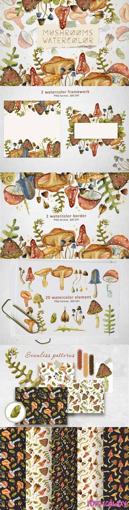 Watercolor Mushrooms - 5764505