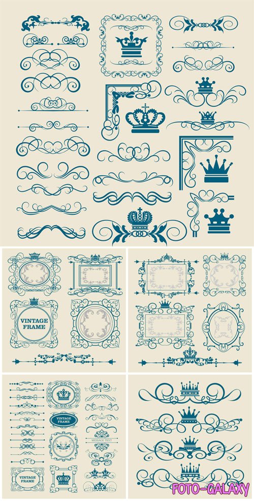 Retro frames and ornaments in vector