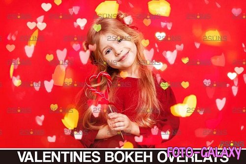 Valentines overlay photoshop & Bokeh heart backdrop V11