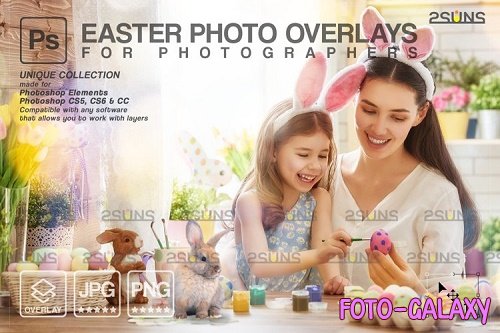 Easter backdrop, Photoshop overlay, Flower frame overlays V3 - 1213515
