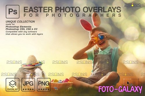 Easter backdrop, Photoshop overlay, Flower frame overlays V4 - 1213516