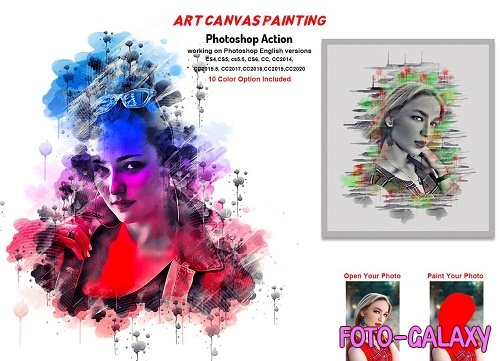 CreativeMarket - Art Canvas Painting Photoshop Action 5758027