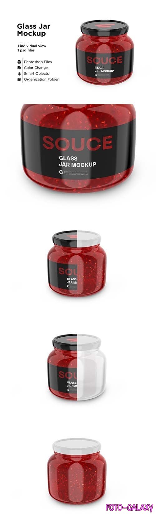 CreativeMarket - Glass Red Hot Sauce Jar Mockup 6063328