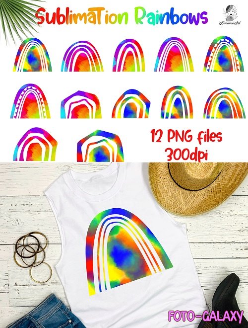 Bright Rainbows clipart / Sublimation Bundle PNG - 1367155