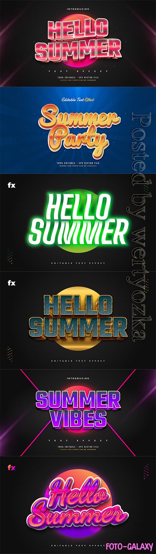 Hello summer 3d editable text style effect in vector vol 4