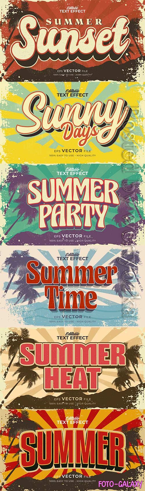 Retro summer holiday text in grunge style theme in vector vol 5