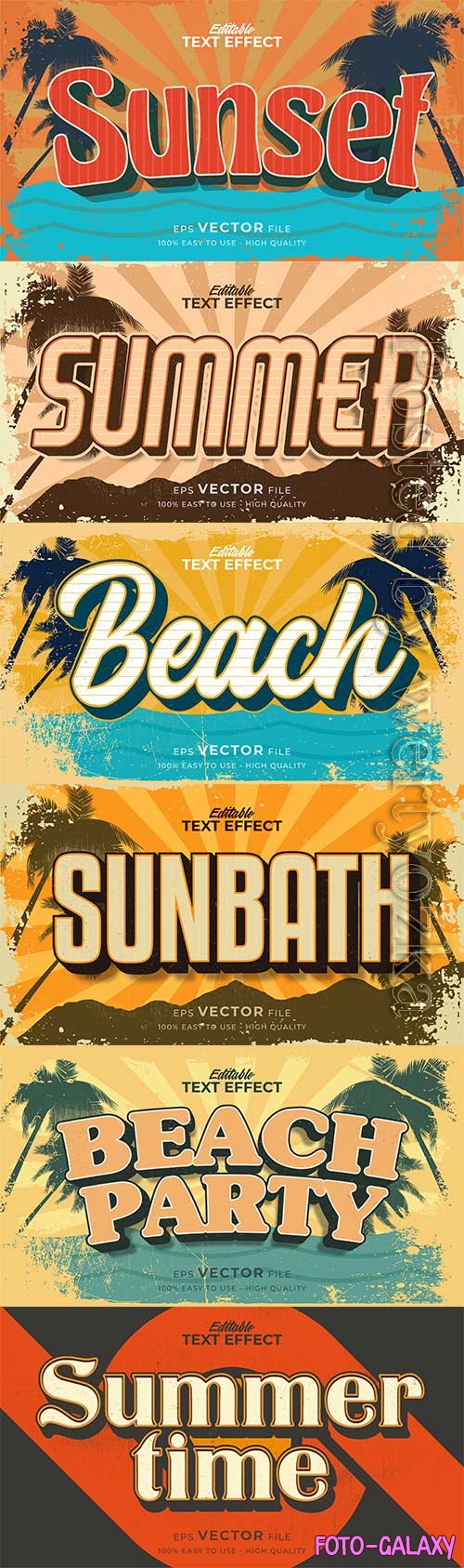 Retro summer holiday text in grunge style theme in vector vol 6
