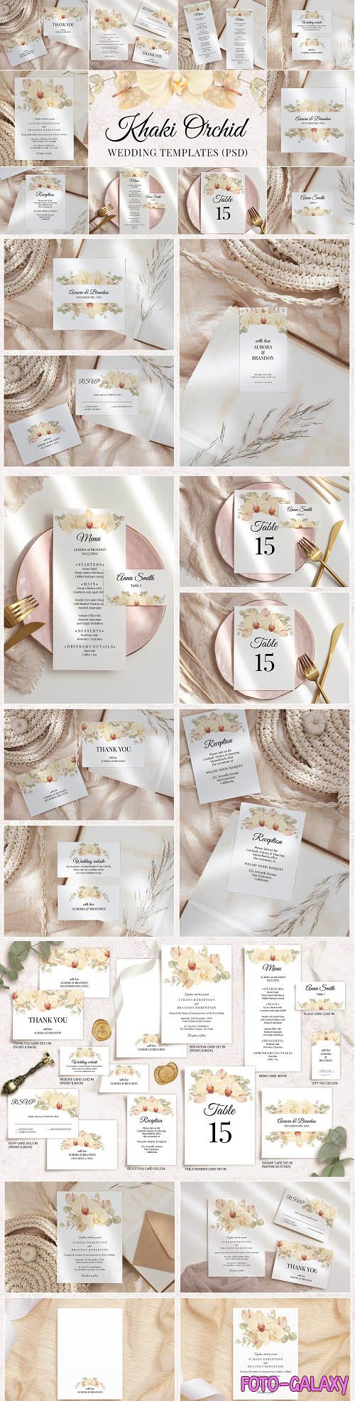 Boho Wedding Template Cards Floral Invitation Set - 1433764