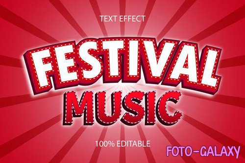 Editable text effect festival music color red