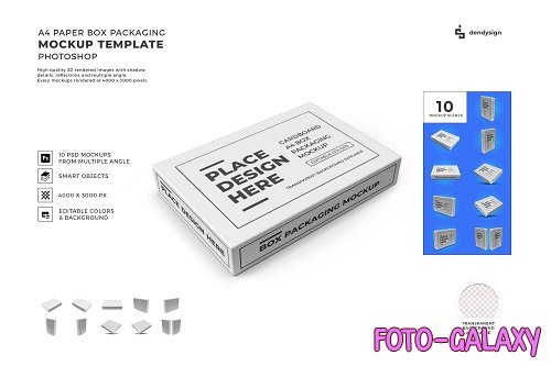 A4 Paper Box Packaging Mockup Template Bundle - 1463540
