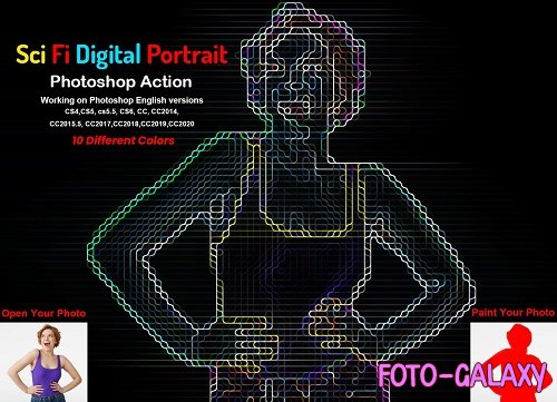 Sci-fi Digital Portrait PS Action - 5904897
