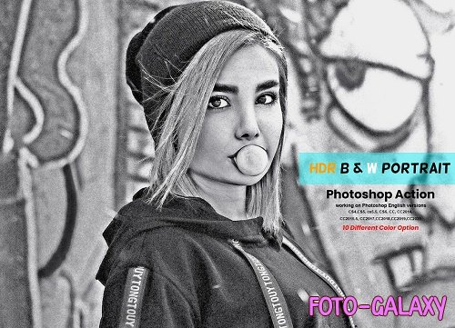 HDR B & W Portrait Photoshop Action - 6010229