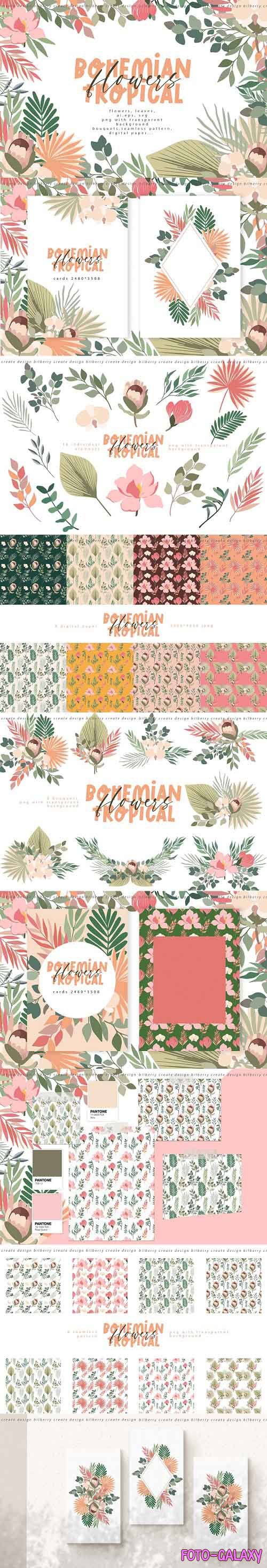 Bohemian tropical flowers - 6141901