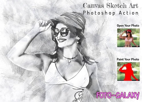 Canvas Sketch Art PS Action - 6376926