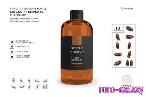 Conditioner Glass Bottle 3D Mockup Template Bundle - 1510979
