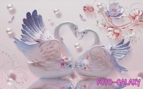 3d beautiful romantic swan pearl lotus tv background wall