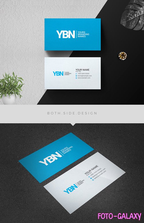 AdobeStock Business Card Layout with Blue Accents 204272823