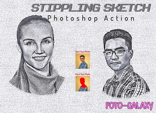 Stippling Sketch Photoshop Action - 6405400