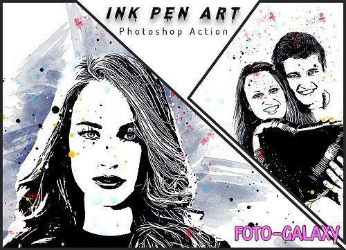 Ink Pen Art Photoshop Action - 6410268