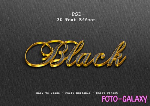 Black 3d text style effect Premium Psd