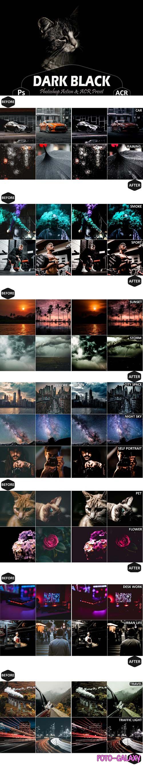 36 Dark Black Photoshop Actions And ACR Presets - 1553543