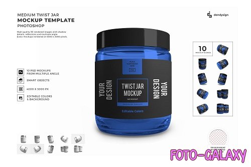 Medium Twist Jar Packaging 3D Mockup Template Bundle - 1571106