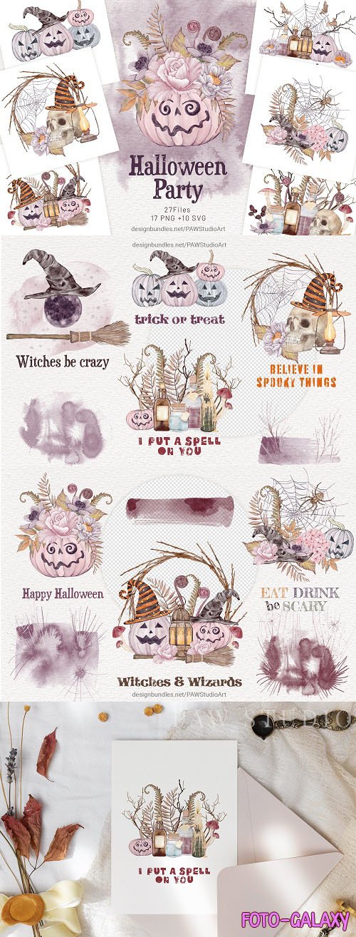 Halloween Cards Spooky Pumpkins & Fall Flowers - 1563418