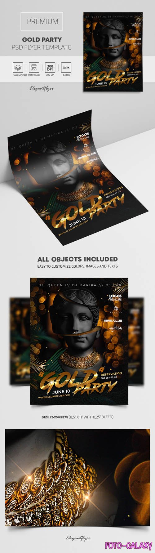 Gold Party Flyer PSD Template