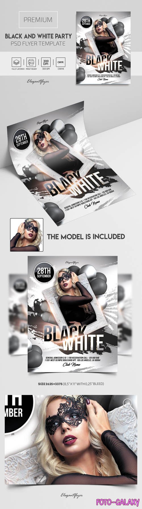 Black and White Party Flyer PSD Template