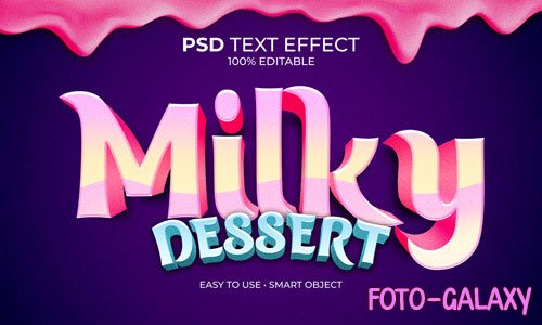 Milky dessert text effect Premium Psd