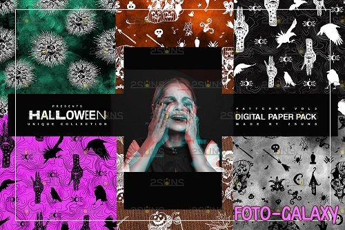 Halloween Digital Paper, Halloween Horror Witch Skulls Ghost - 781923