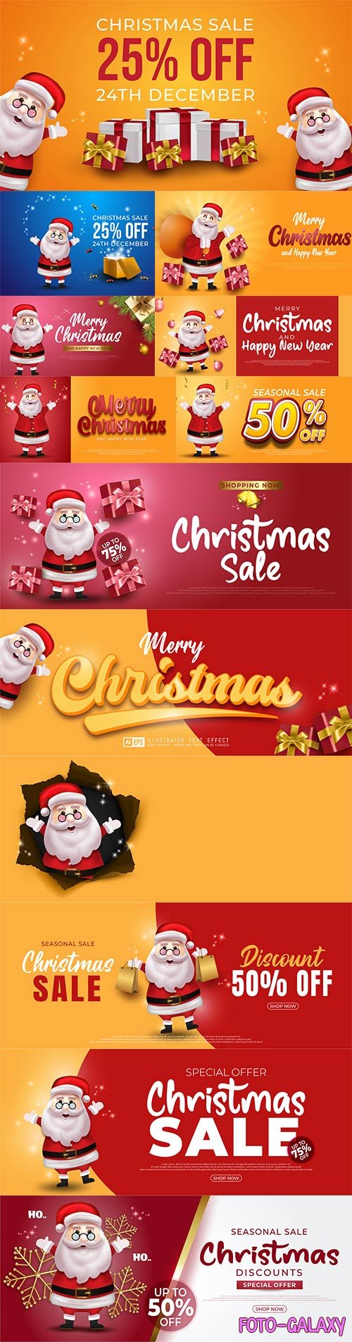 Merry christmas and happy new year banner with santa claus premium vector