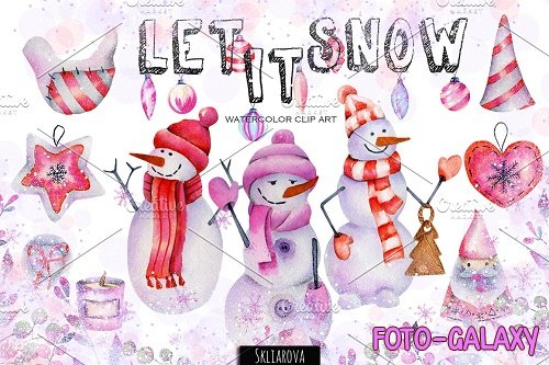 Let it snow. Watercolor collection - 3886020
