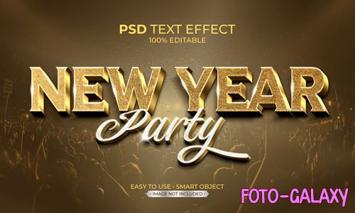 New year party text effect psd