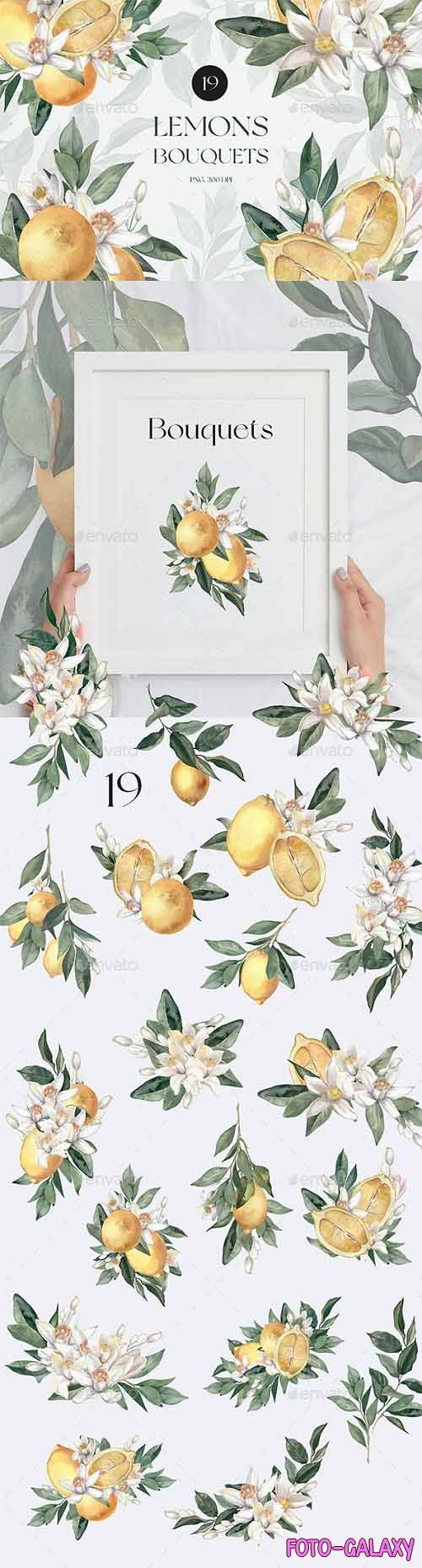 Watercolor Lemon Bouquets - 33231124