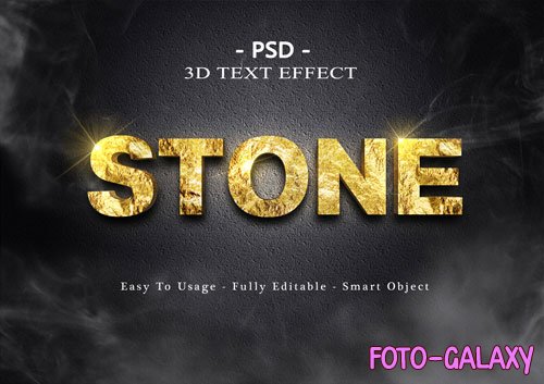 3d stone text style effect premium psd